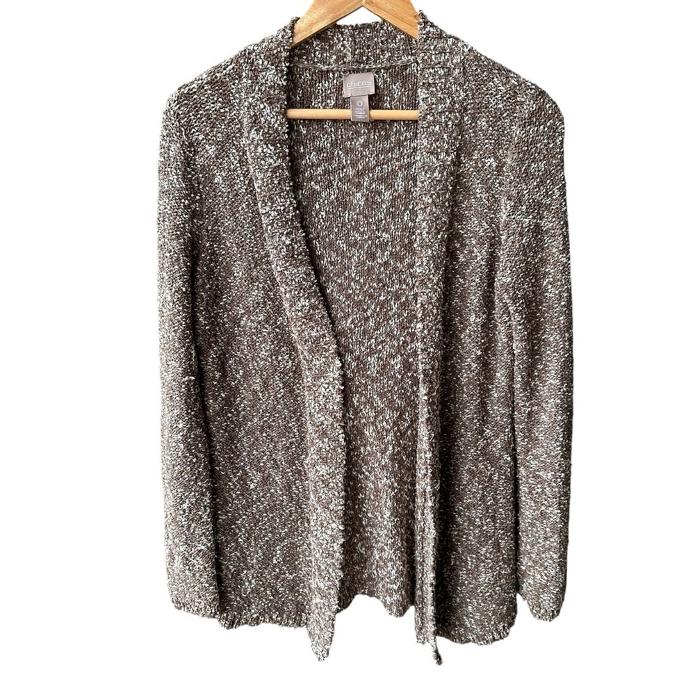 Chico’s Cardigan Sweater Brown Western Knit Preppy Bohemian Business Sz 0 Small